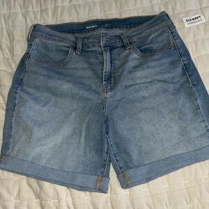 Old Navy Blue Jean Shorts Cuffed Medium Wash